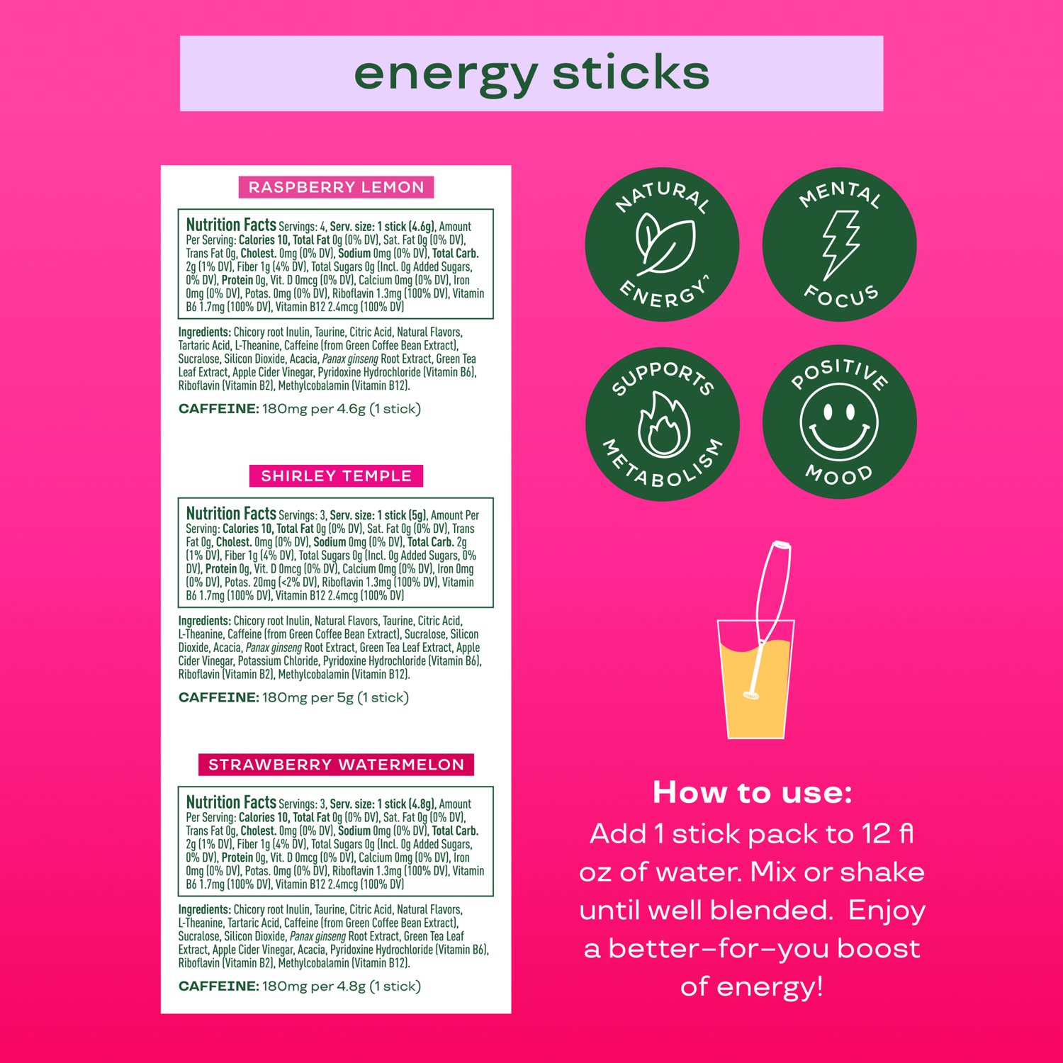 Bloom Nutrition Energy Sticks 10-Pack