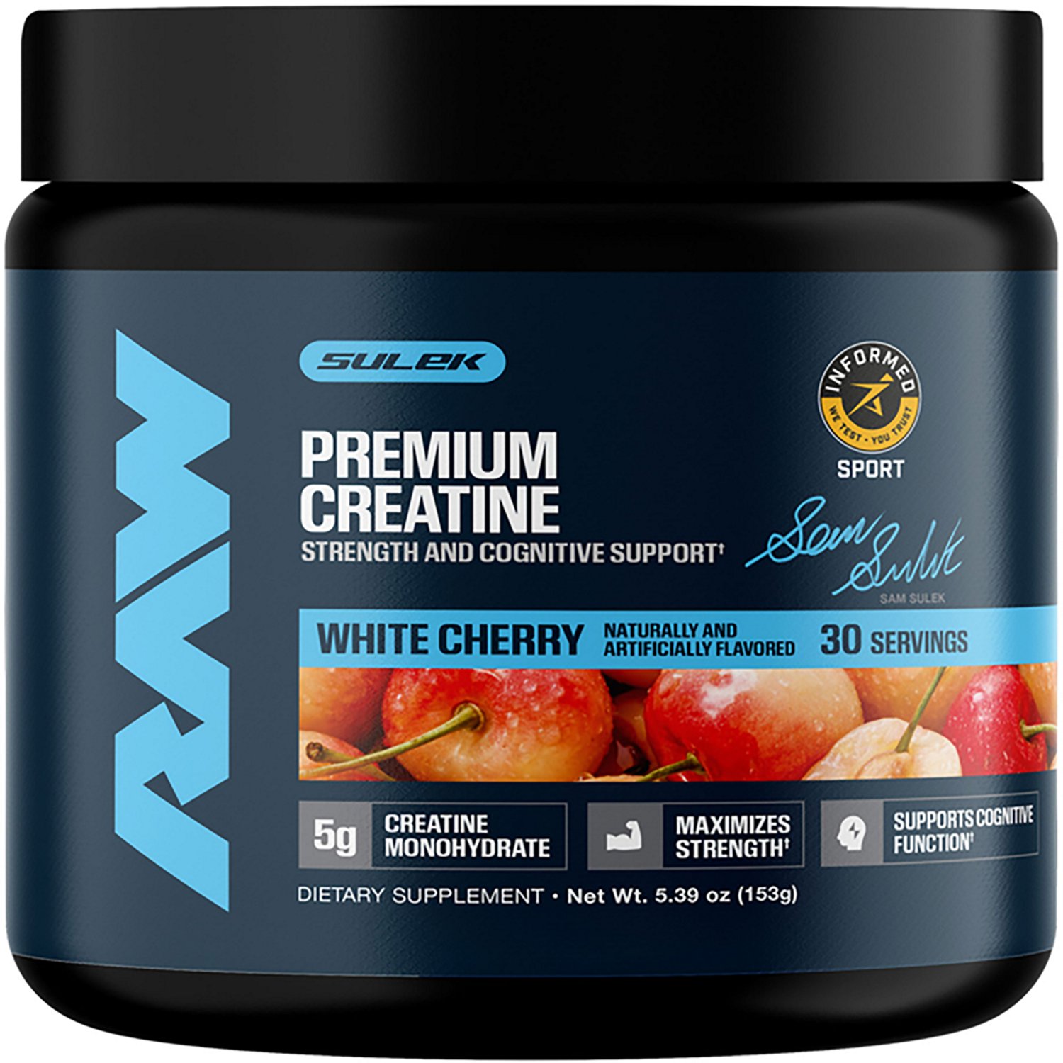 RAW Sam Sulek Edition White Cherry Creatine Powder 30-Servings