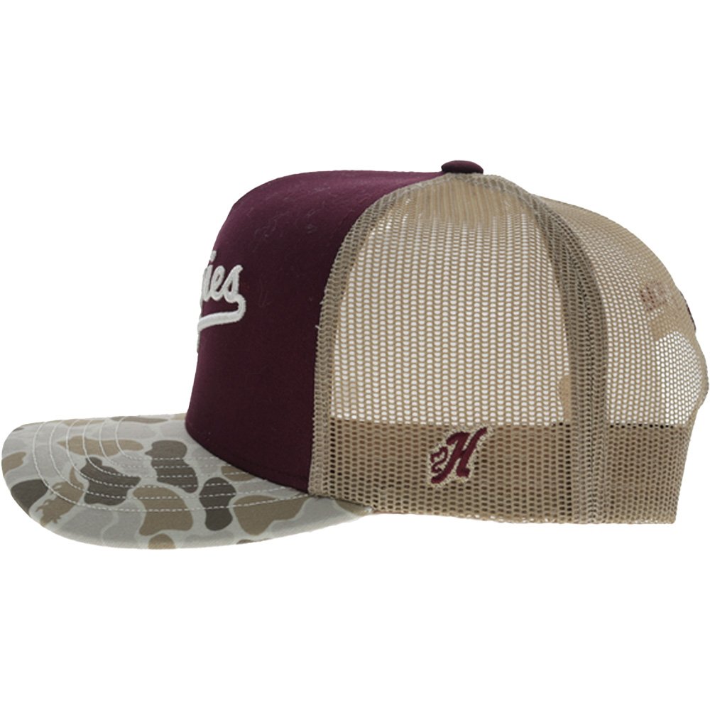 Hooey Texas A&M University School Script Camo Bill Trucker Cap