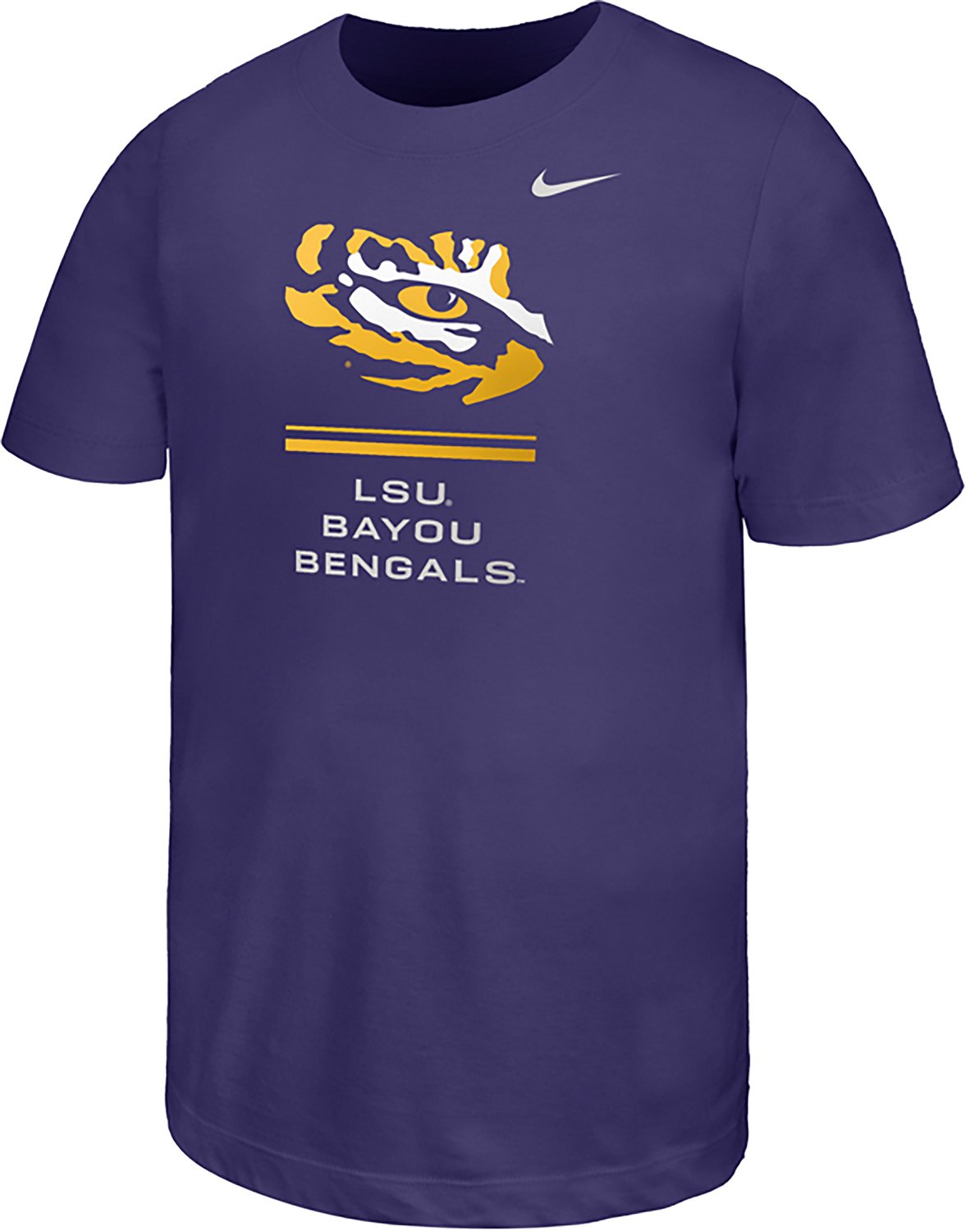 Nike Boy's LSU Oversized Logo Over Bar Core Cotton Short Sleeve T-Shirt