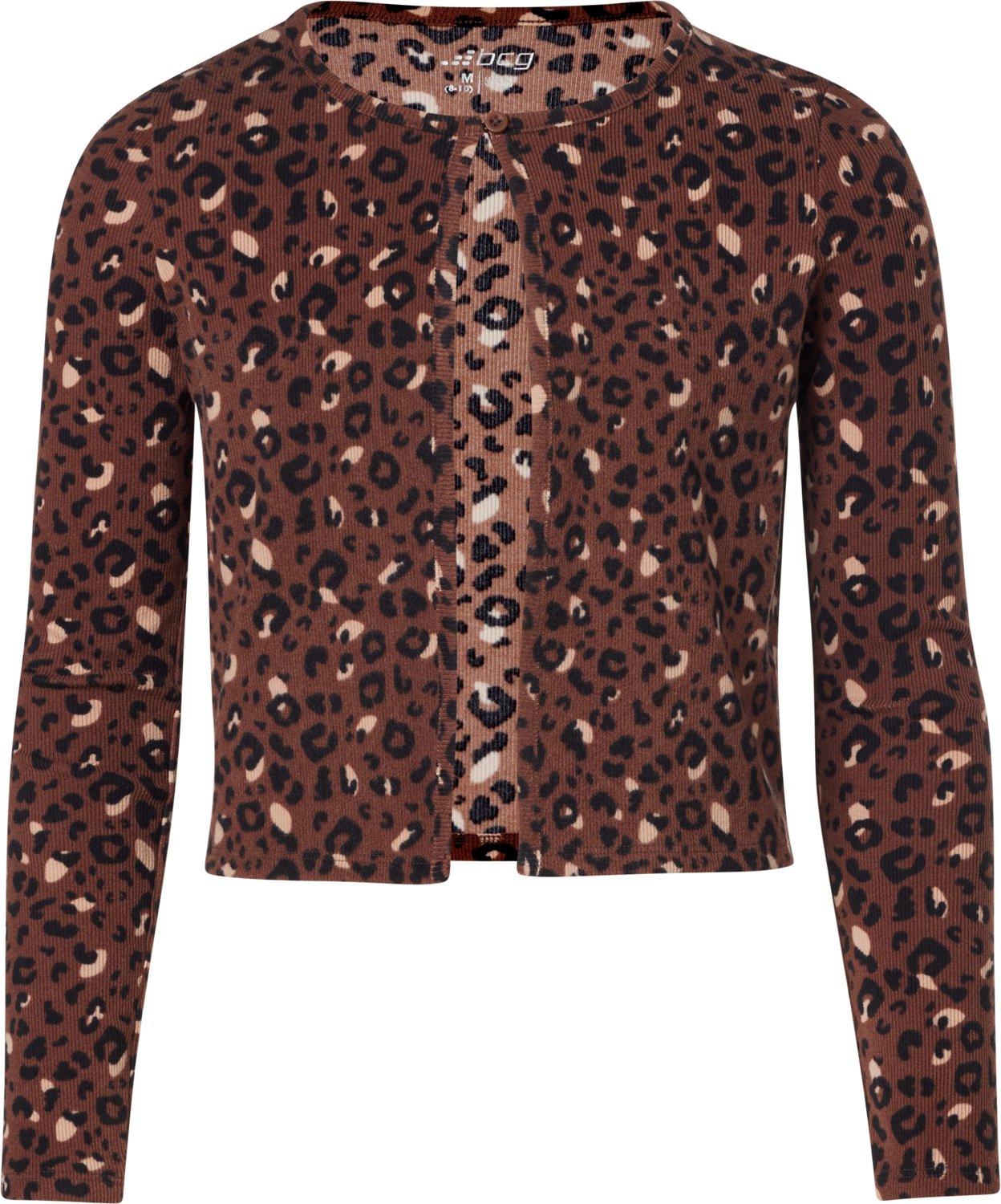 BCG Girls' Rib Print Long Sleeve Cardigan