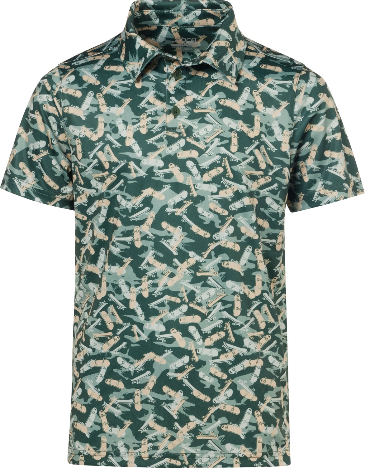 BCG Boys' Golf Print Short Sleeve Performance Polo