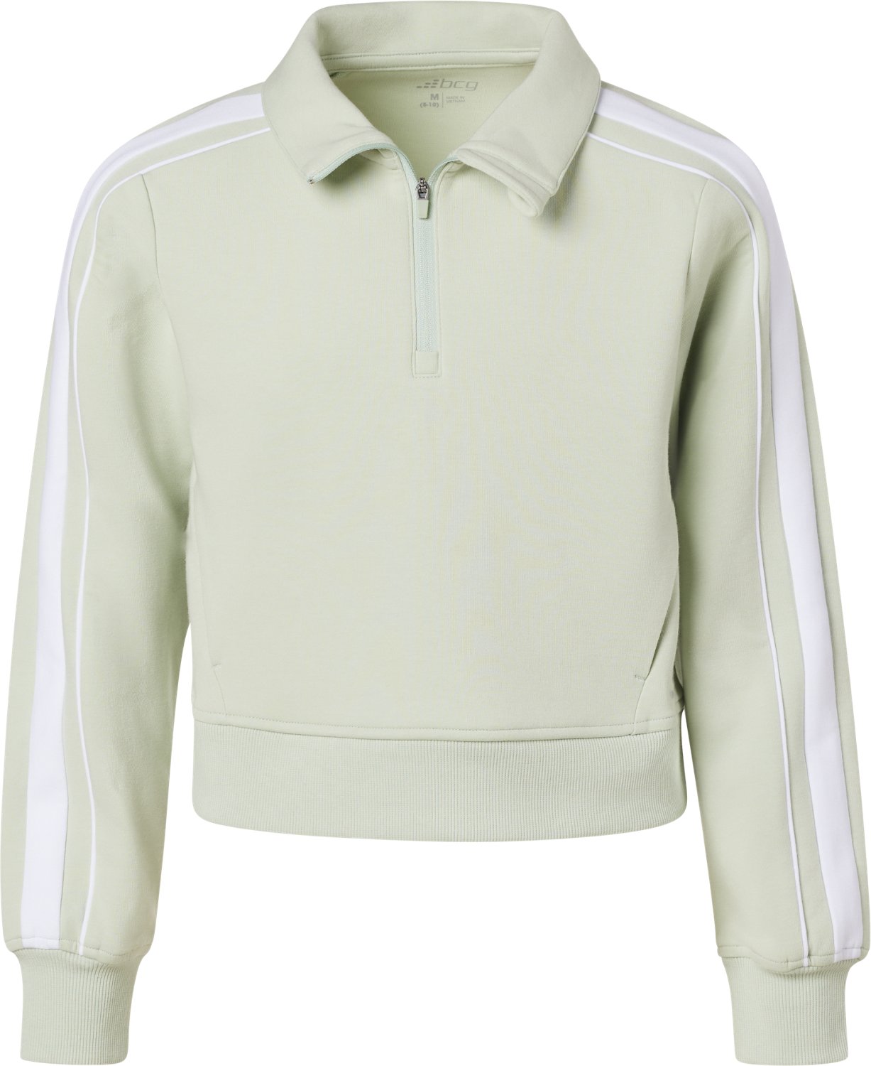 BCG Girls' Double Knit Varsity Quarter Zip Long Sleeve Top