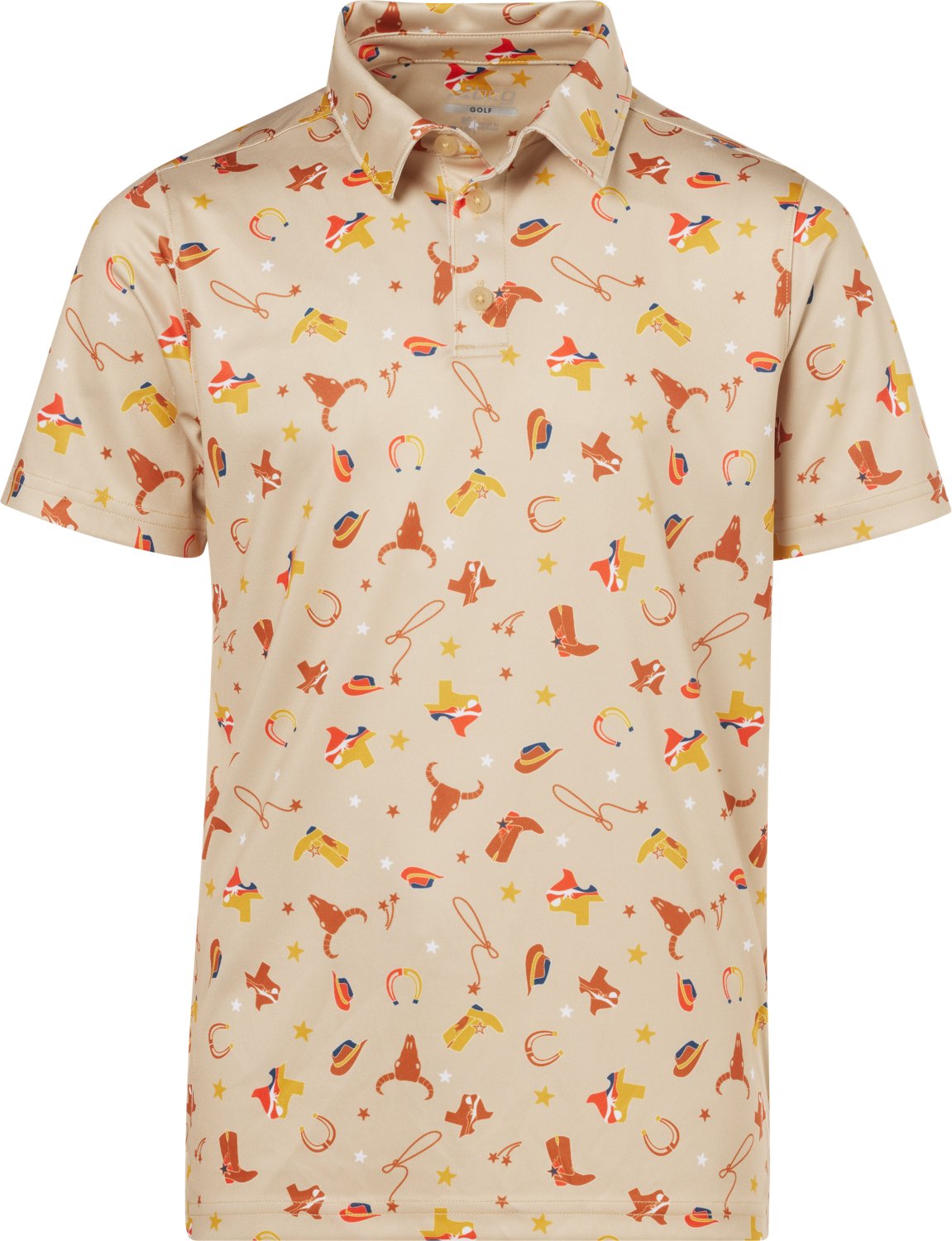 BCG Boys' Golf Print Short Sleeve Performance Polo
