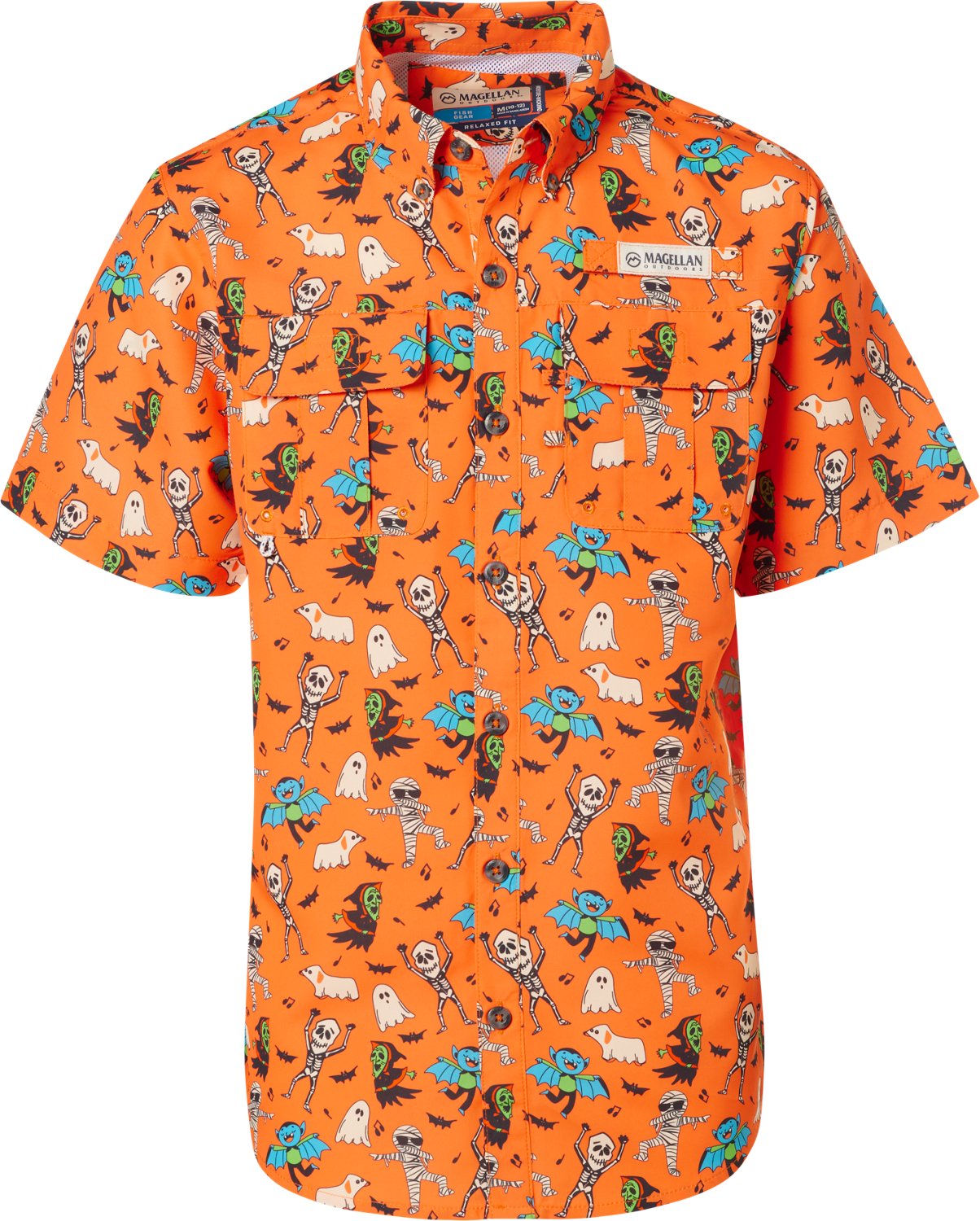 Magellan Outdoors Boys' Laguna Madre Halloween Allover Print Fishing Shirt