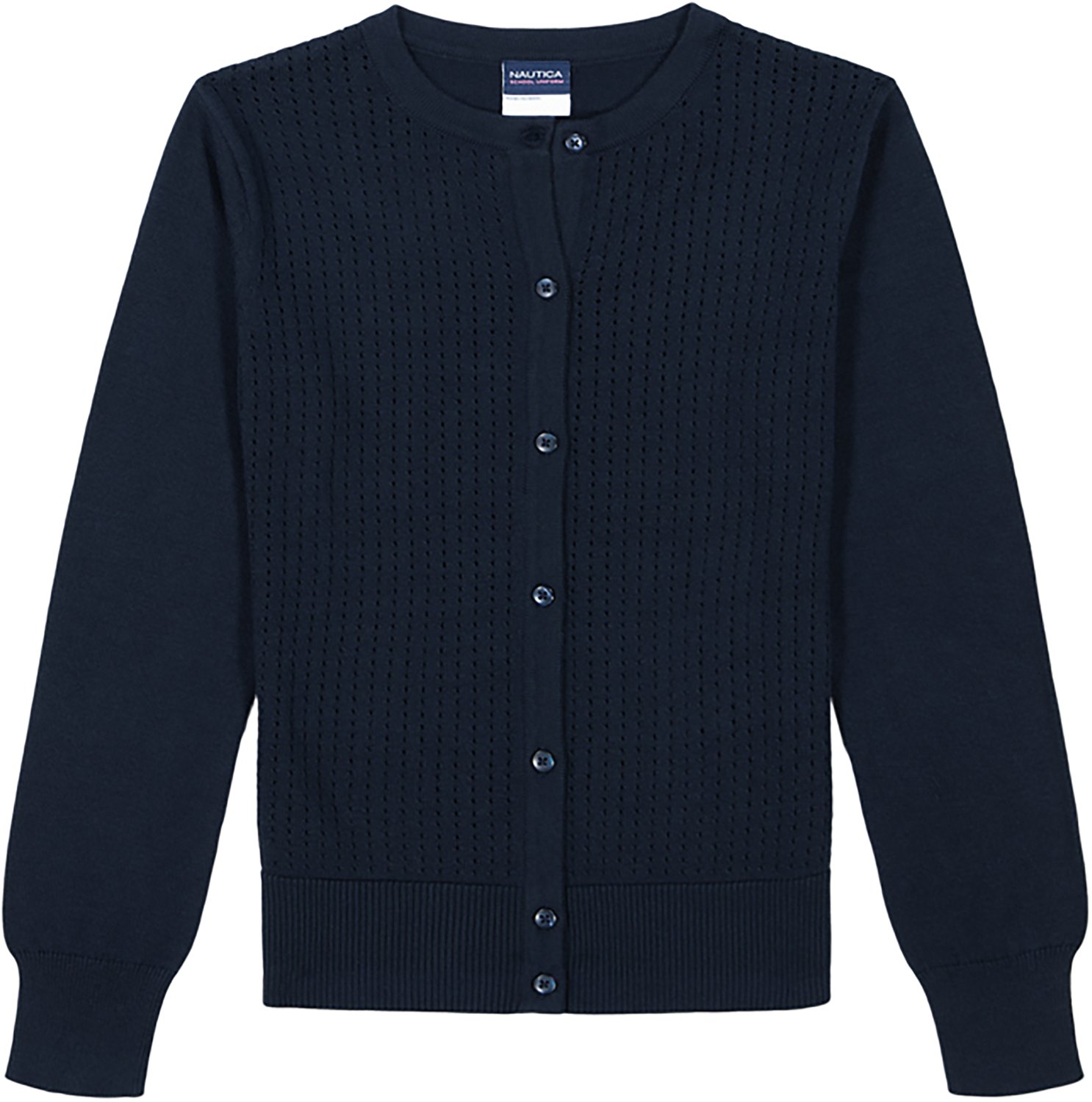 Nautica Uniform Girls' Pointelle Cardigan