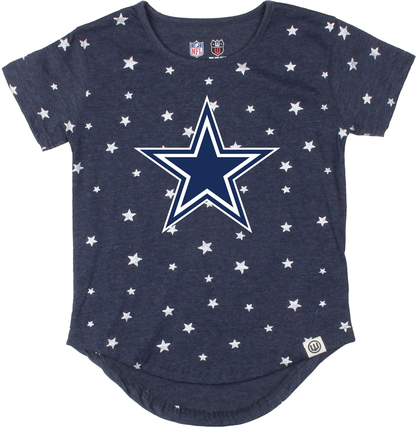 Wes and Willy Girls' Dallas Cowboys Shimmer Star T-Shirt
