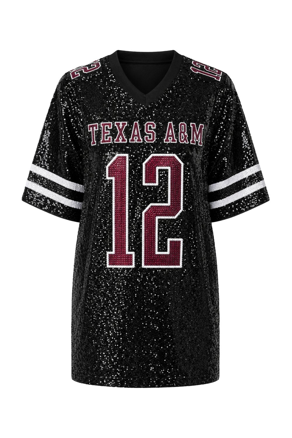 Hype and Vice Women's Texas A&M University Oversized Sequin Football Top