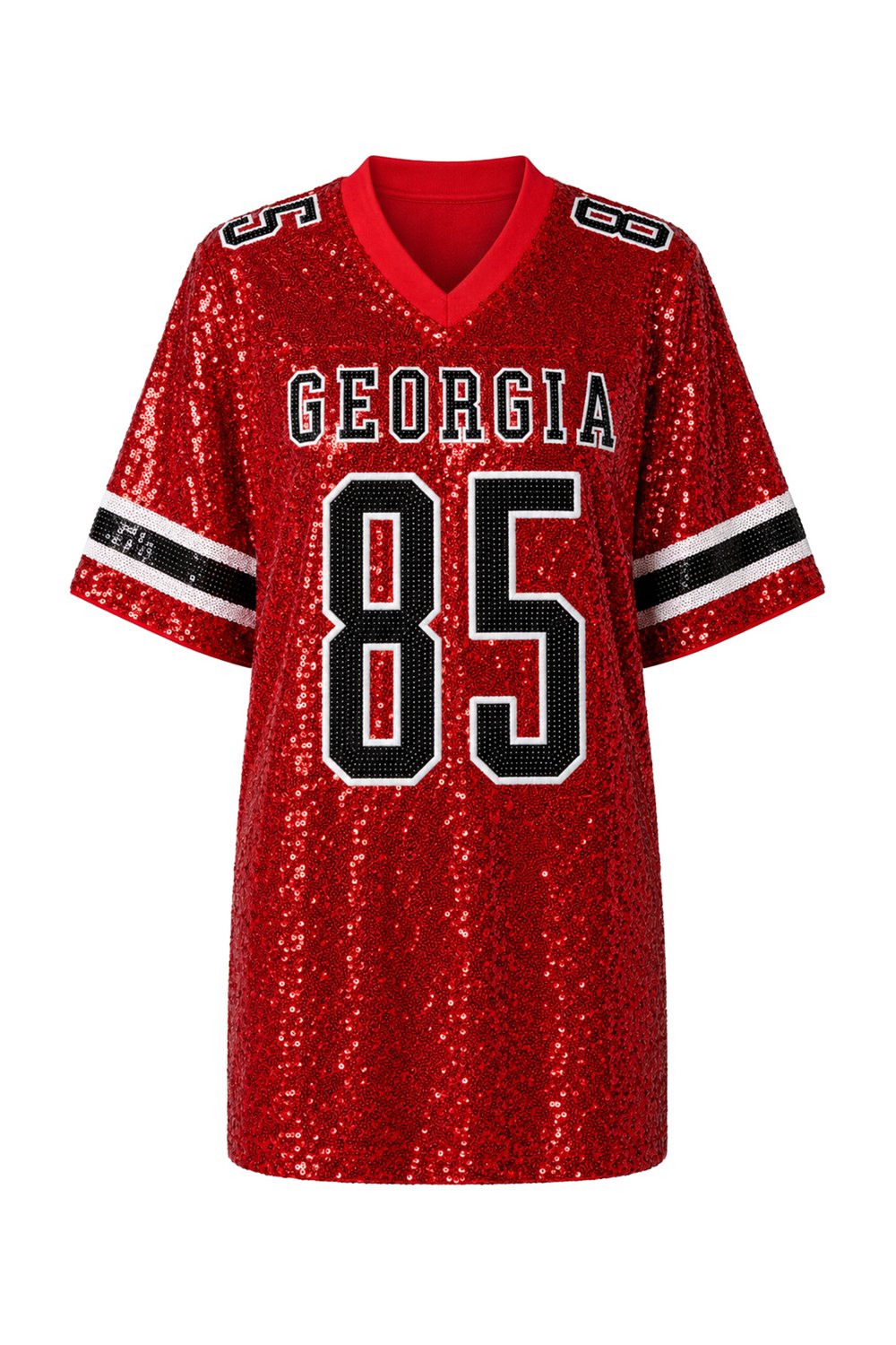 Hype and Vice Women's University of Georgia Oversized Sequin Football Top