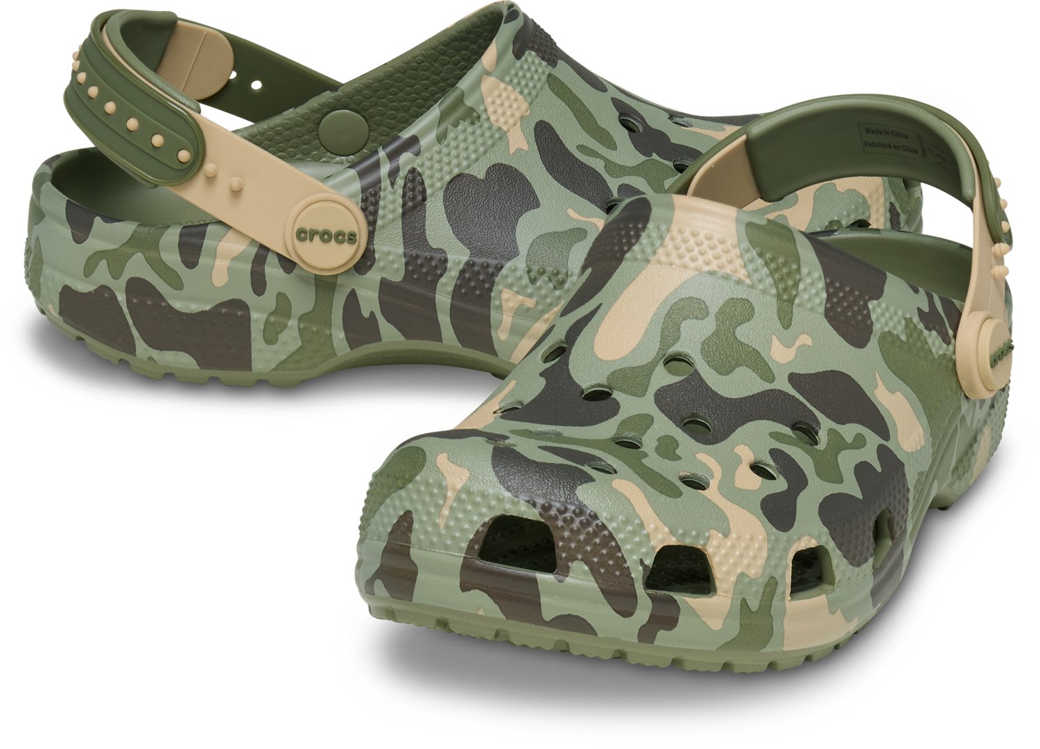 Crocs Kids' Classic Snapback Strap Camo Clogs - view number 2