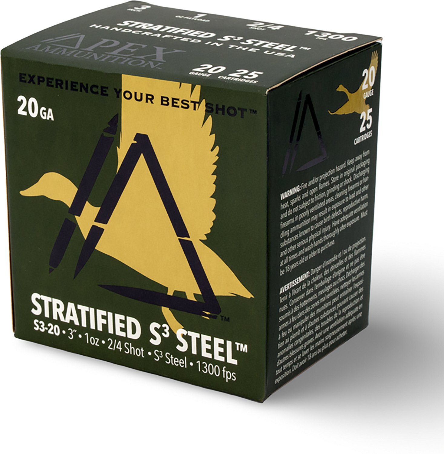 Apex Ammunition Stratified Waterfowl S3 Steel 20 Gauge Shotshells - 25 Rounds