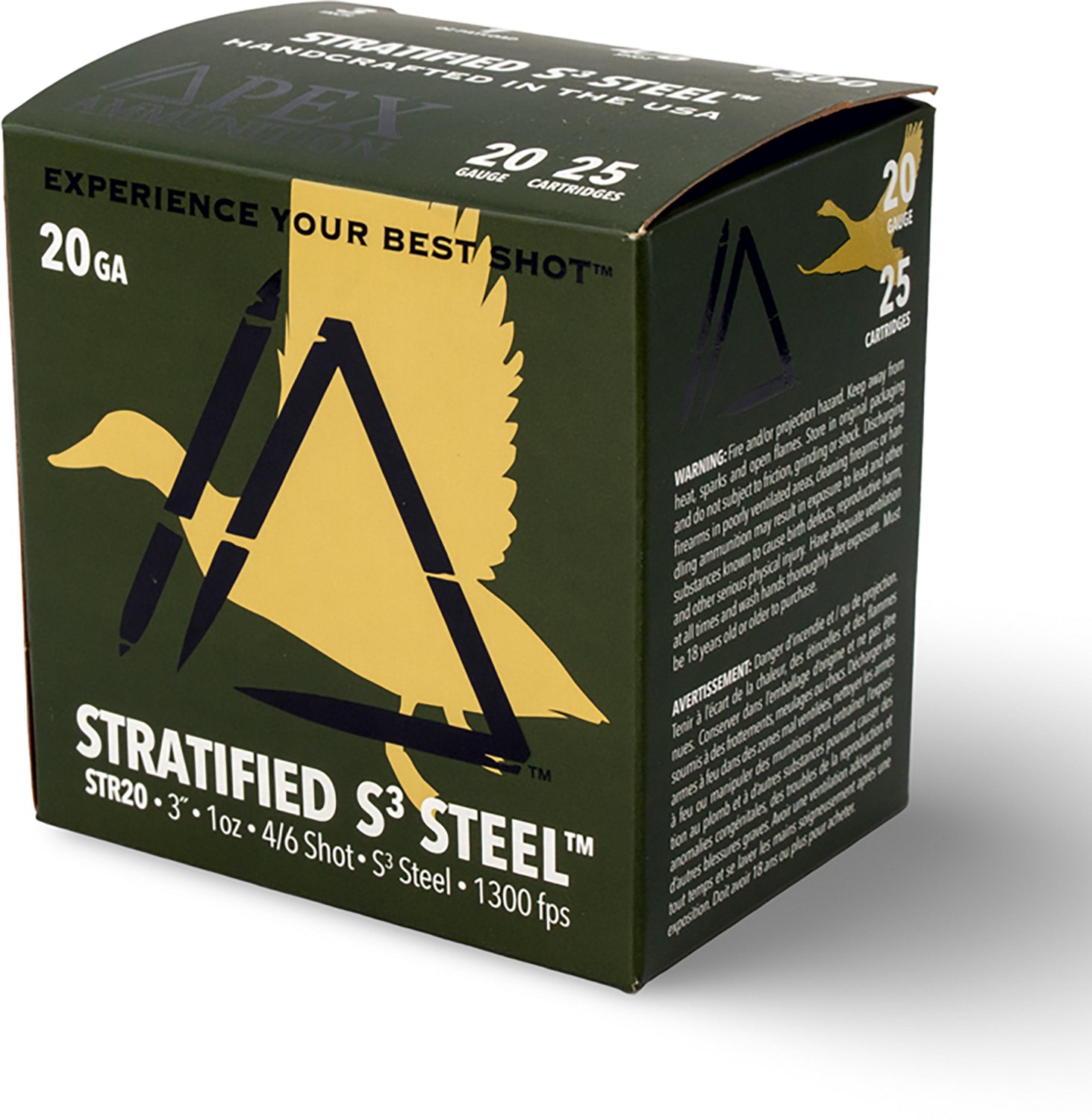 Apex Ammunition Stratified Waterfowl S3 Steel 20 Gauge Shotshells - 25 Rounds