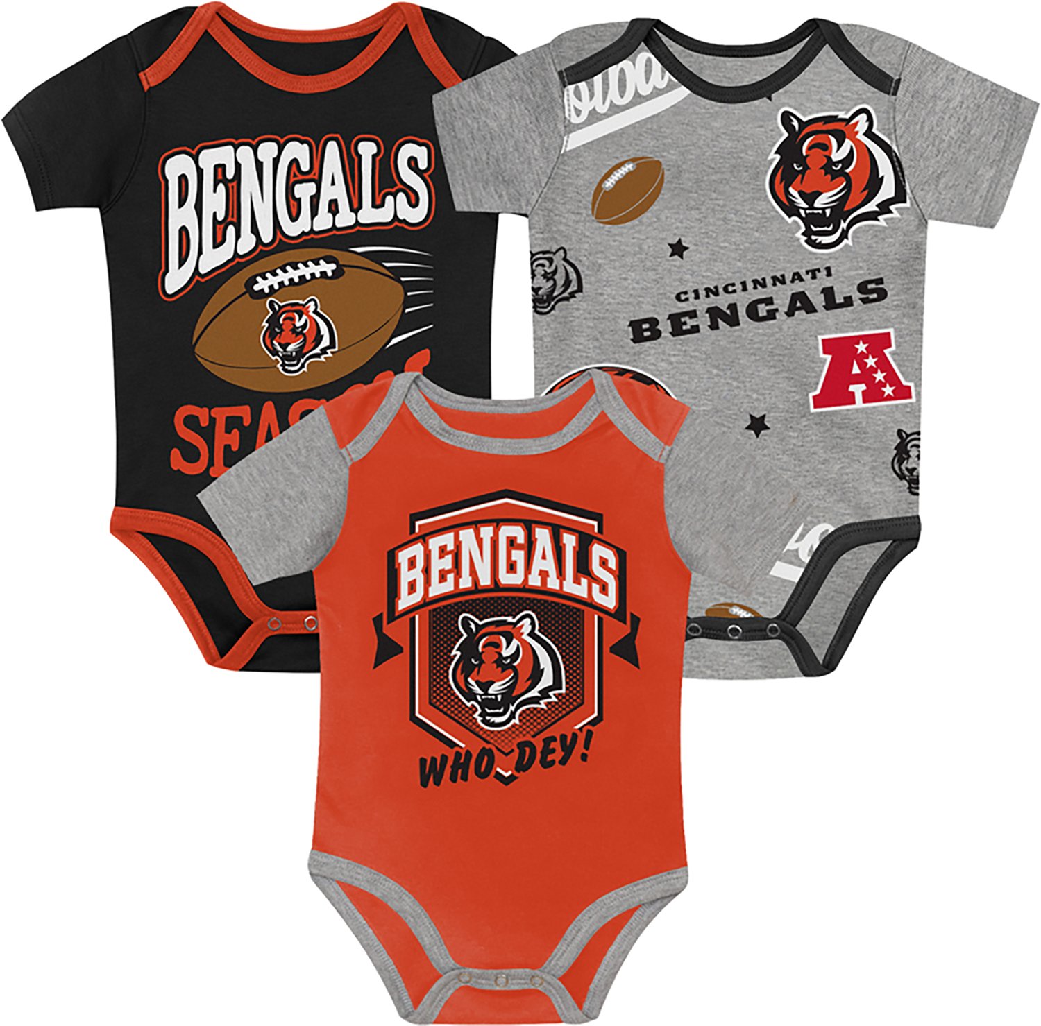 Outerstuff Infants' Cincinnati Bengals 1st Round Creeper Set 3-Pack