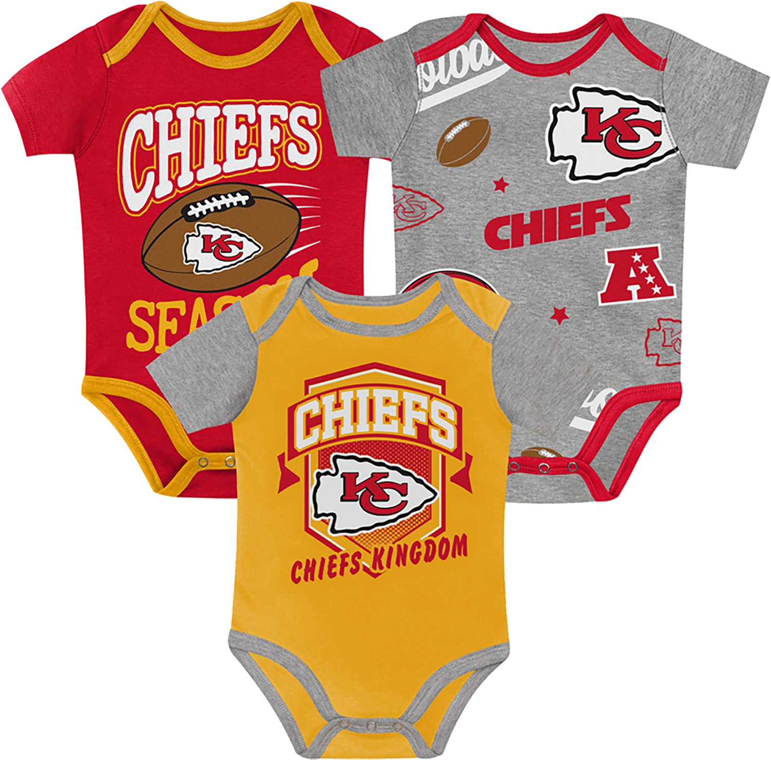 Outerstuff Infants' Kansas City Chiefs 1st Round Creeper Set 3-Pack