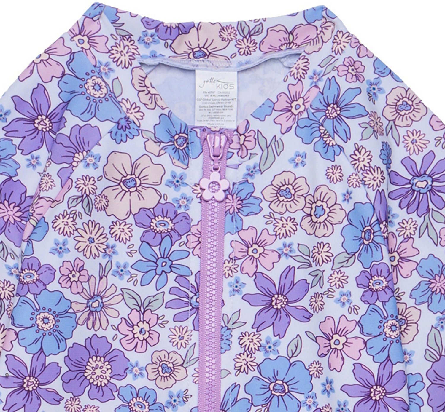 Gottex Girls' Vintage Flower Long Sleeve Zip Front One-Piece - view number 3