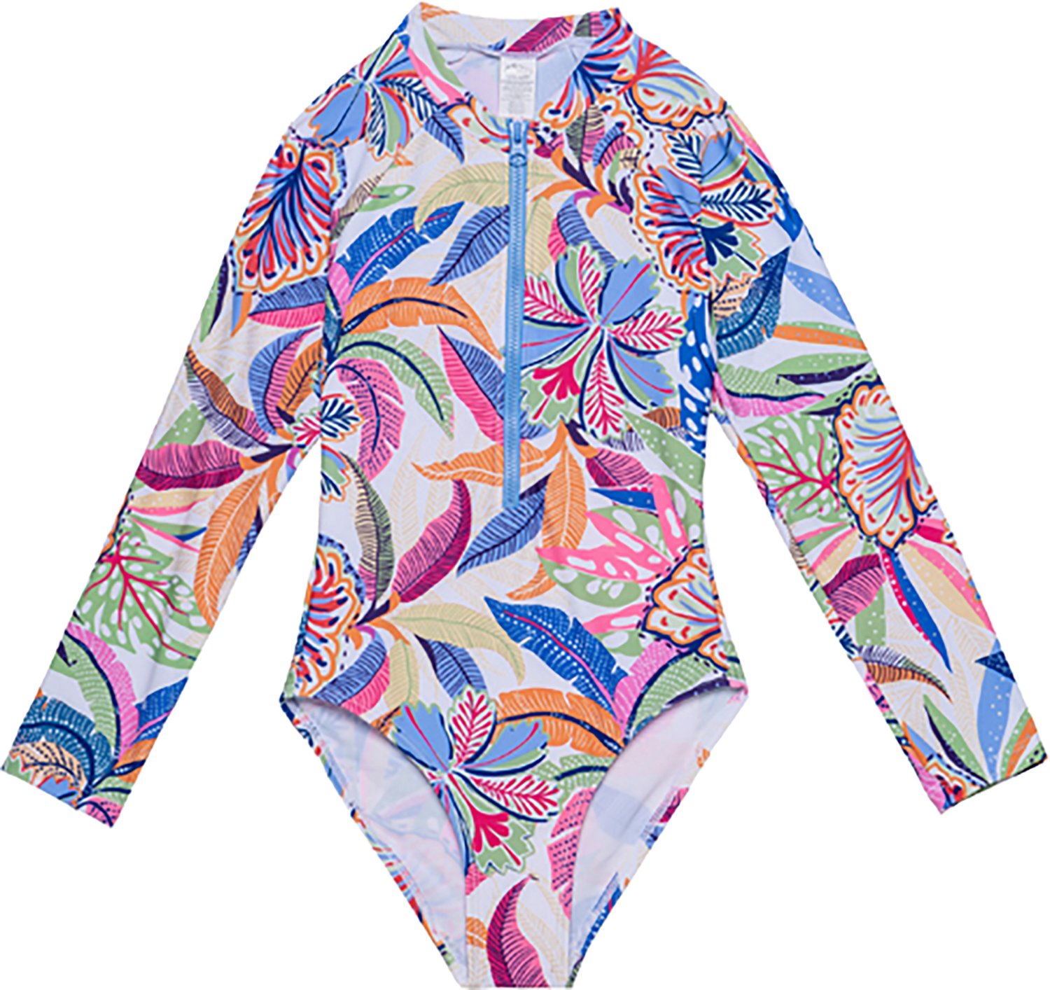 Gottex Girls' Tropic Fun Long Sleeve Zip Front One-Piece