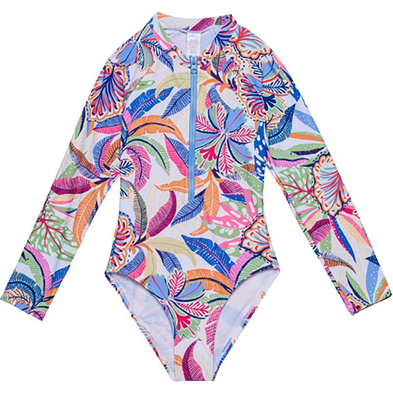 Gottex Girls' Tropic Fun Long Sleeve Zip Front One-Piece