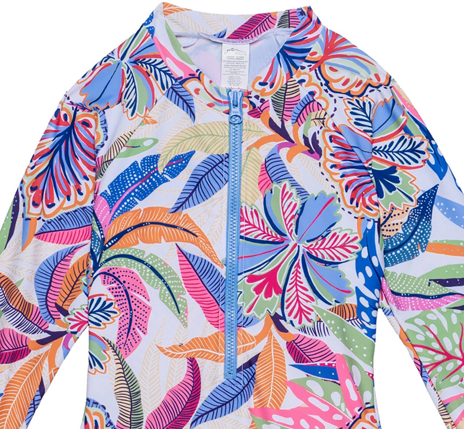 Gottex Girls' Tropic Fun Long Sleeve Zip Front One-Piece