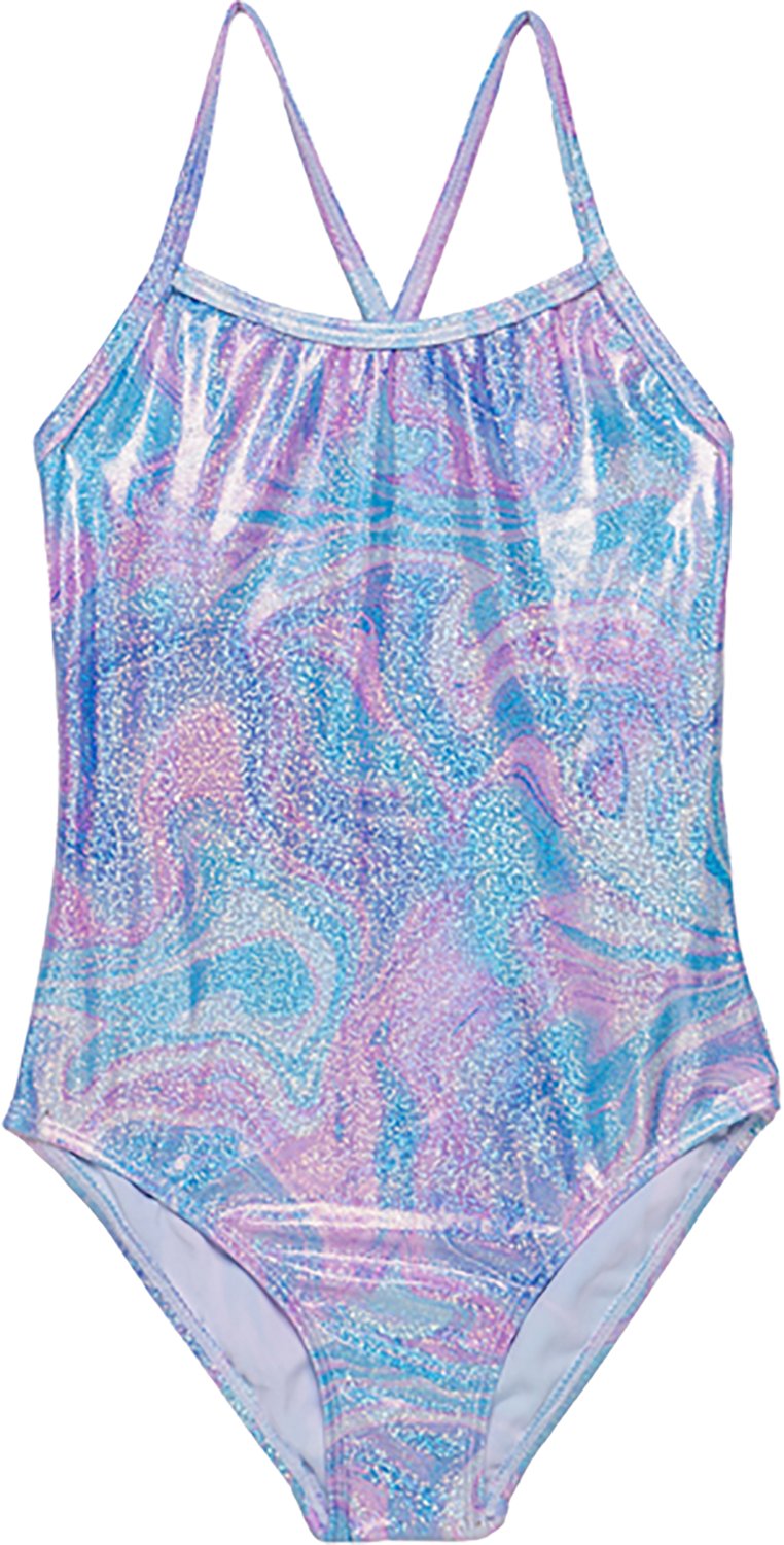 Gottex Girls’ Marble Sparkle Criss Cross Back One-Piece