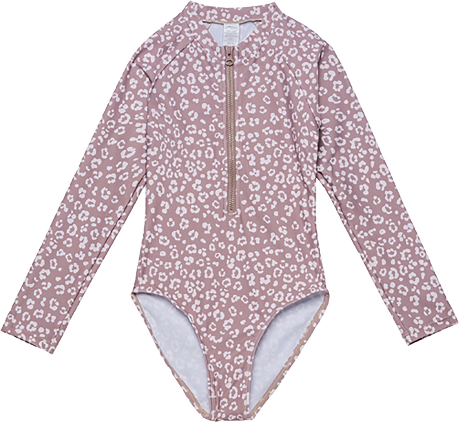 Gottex Girls’ Leopard Love Long Sleeve Zip Front One-Piece
