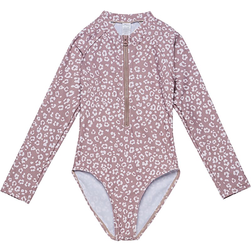 Gottex Girlsâ Leopard Love Long Sleeve Zip Front One-Piece