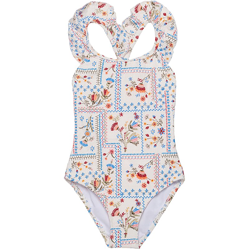 Gottex Girlsâ Floral Soul Textured Square Neck Ruffle One-Piece