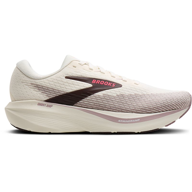 Brooks Women's Ghost AMP Running Shoes, 11 W, Arctic Wolf/Dove/Pink