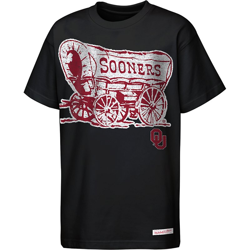 Big Boys and Girls Mitchell & Ness Black Oklahoma Sooners Mascot Big Face Heavyweight T-Shirt - Black