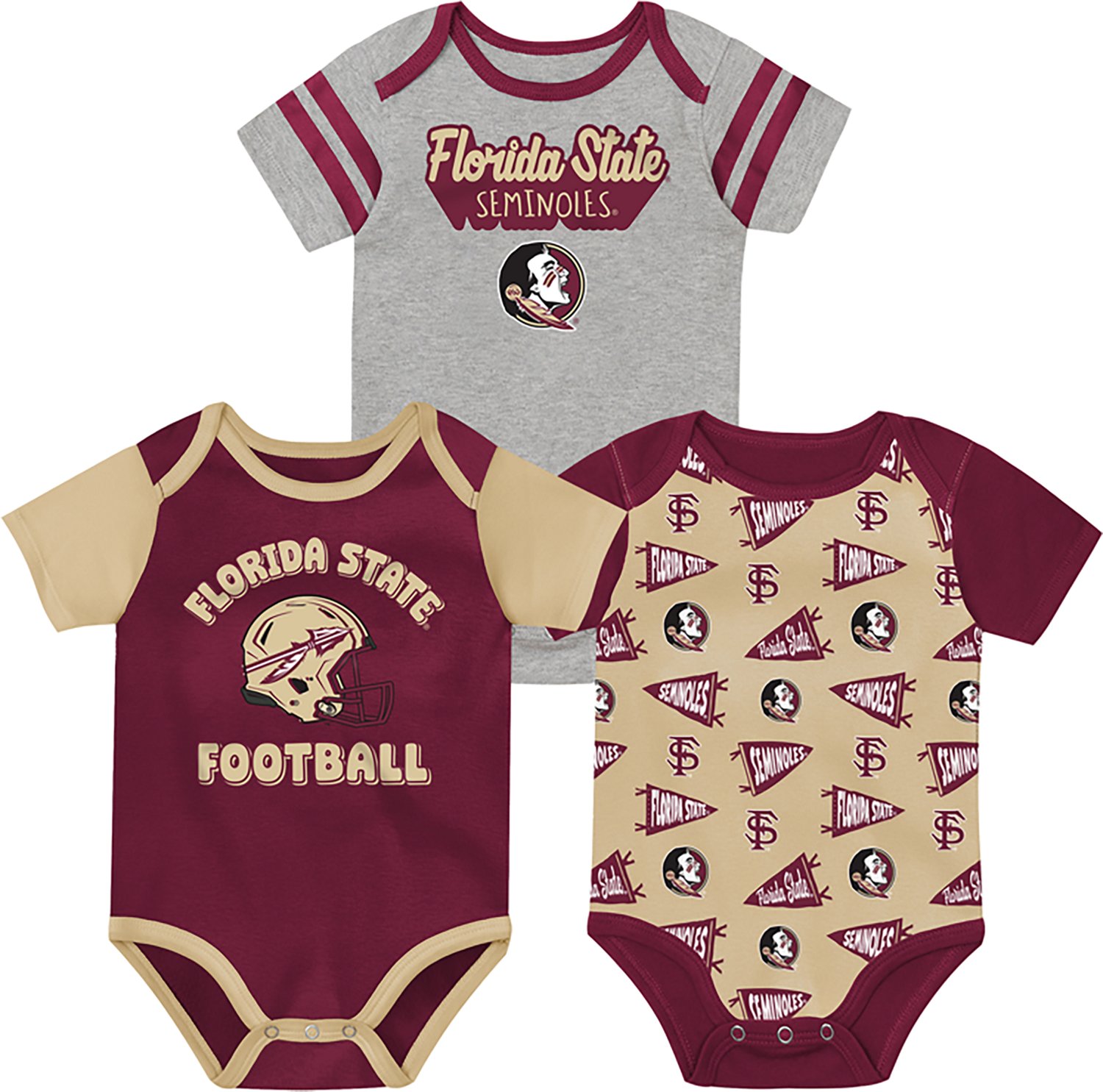 Outerstuff Infants' Florida State University Star Player Creeper Set 3-Pack