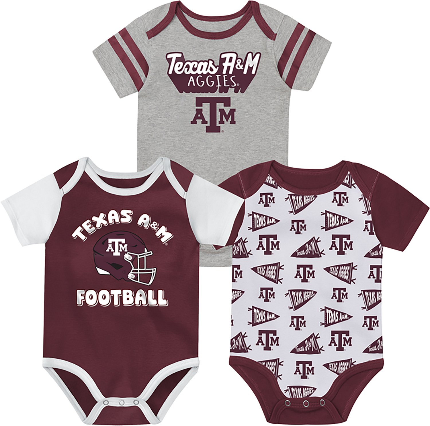 Outerstuff Infants' Texas A&M University Star Player Creeper Set 3-Pack