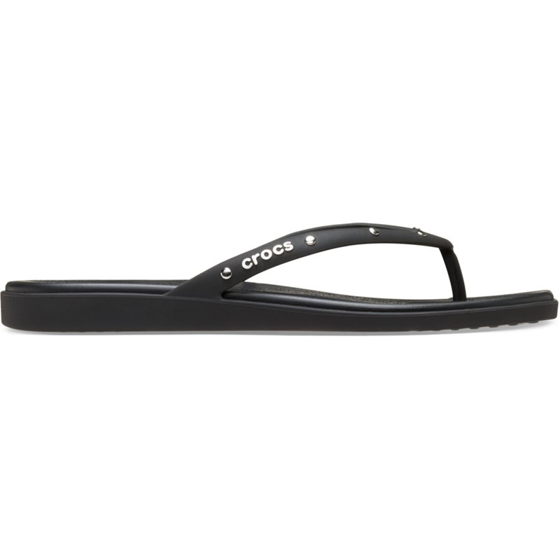 Crocs Miami Studded Flip Flops, Women's, Size 4, Black