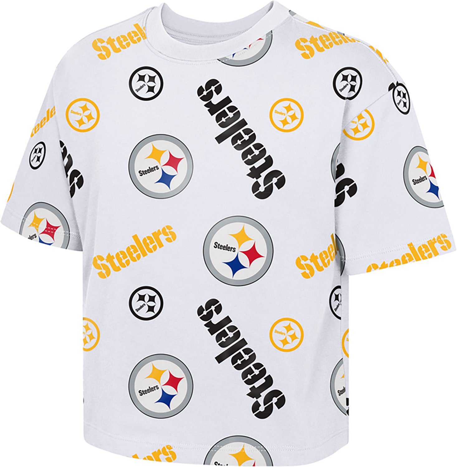 Outerstuff Girls' Pittsburgh Steelers Run Along Boxy Graphic T-shirt