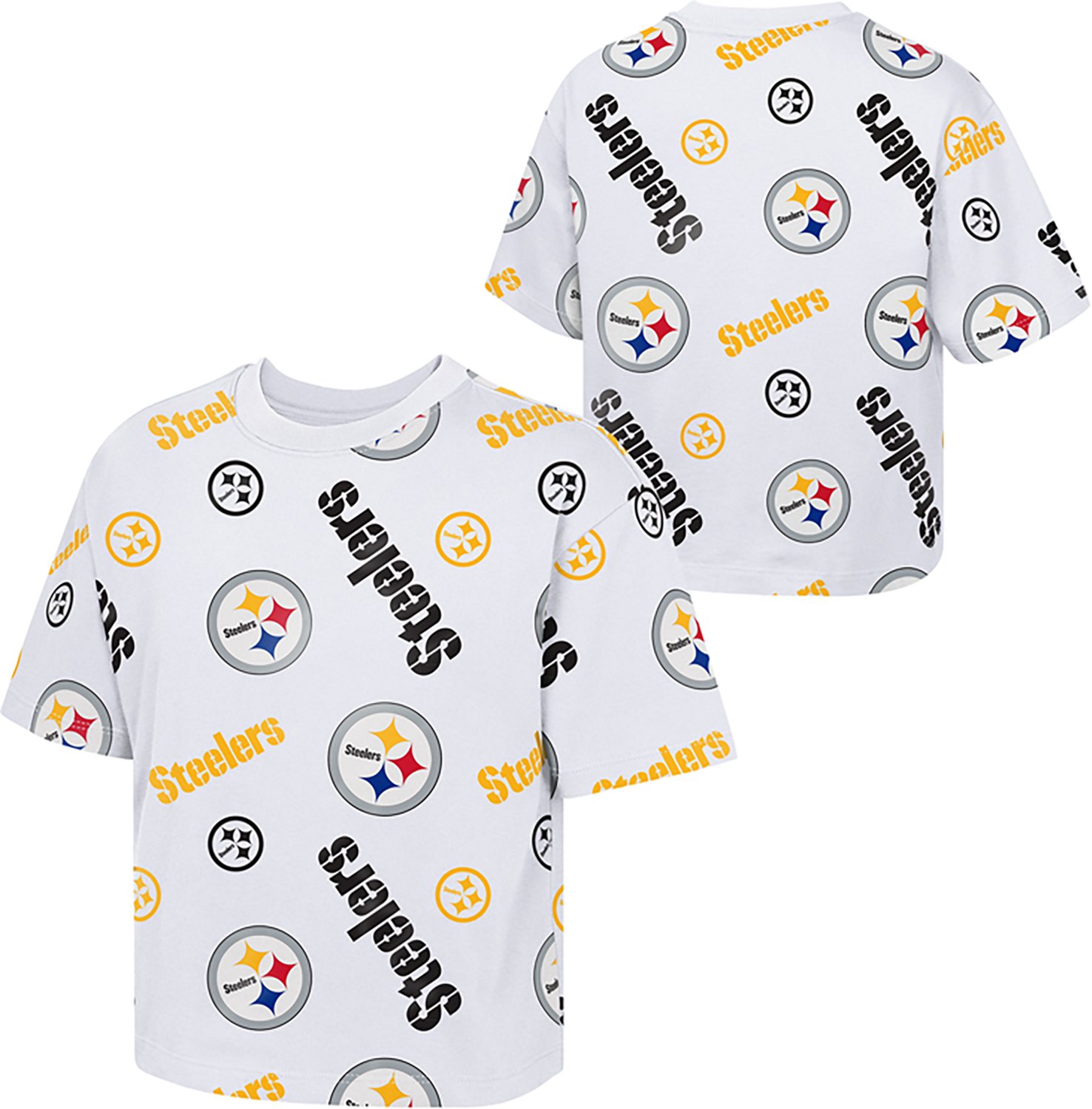 Outerstuff Girls' Pittsburgh Steelers Run Along Boxy Graphic T-shirt