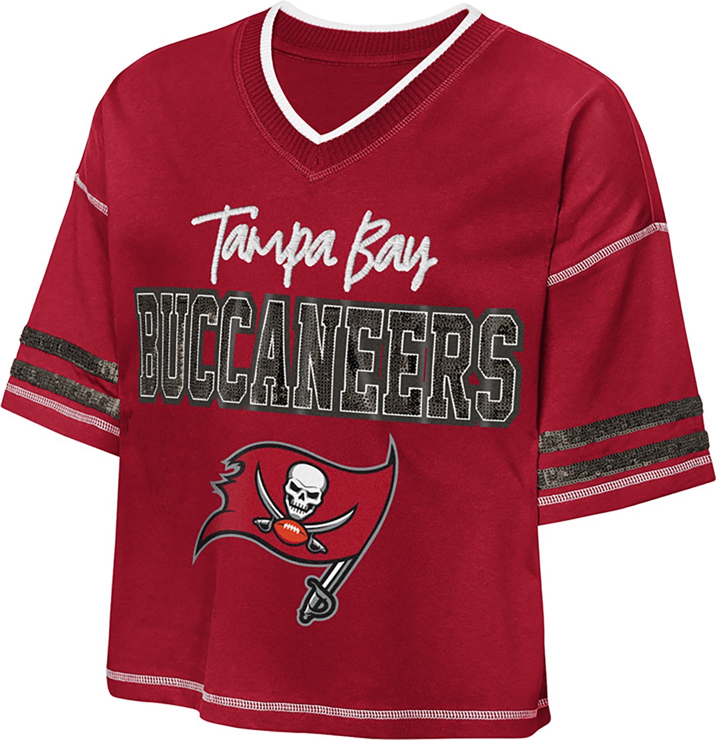 Outerstuff Girls' Tampa Bay Buccaneers Toe Tap V-neck Graphic T-shirt