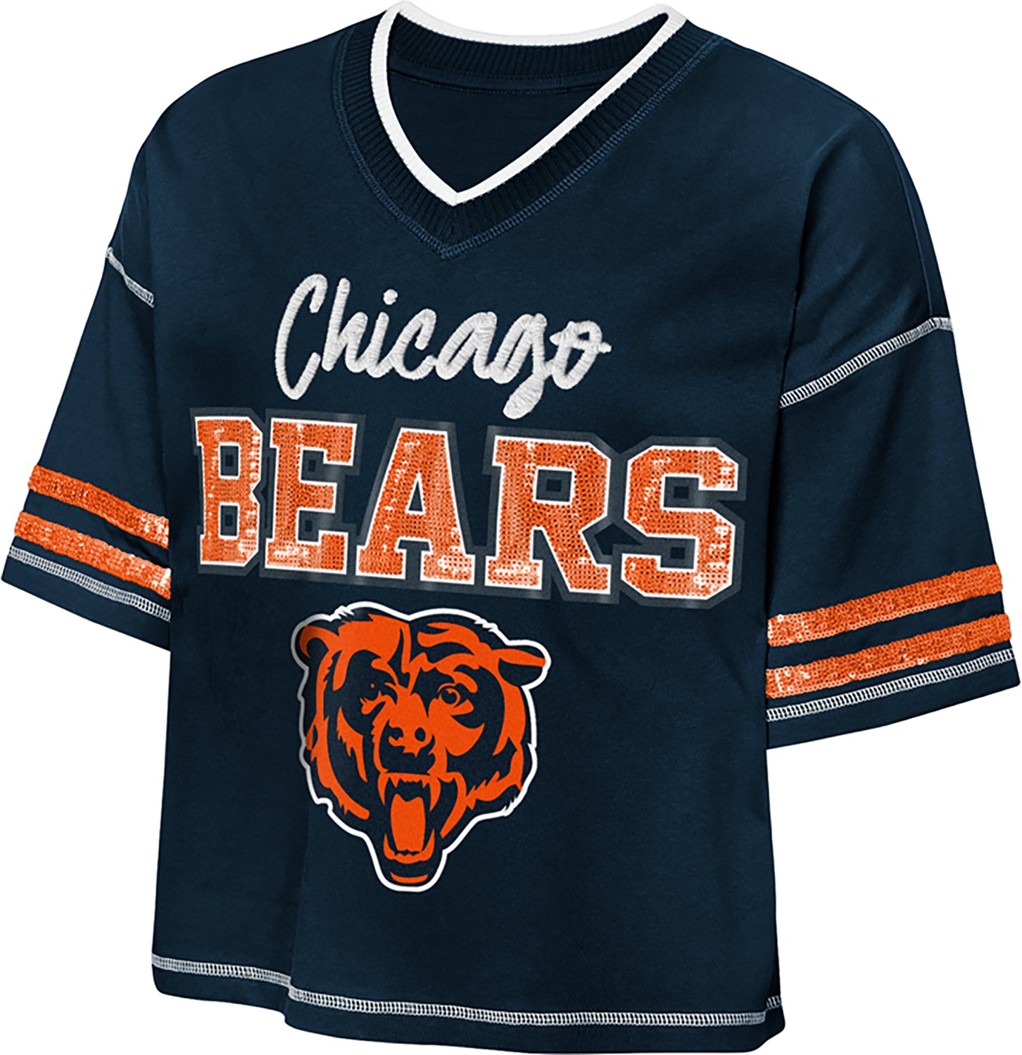 Outerstuff Girls' Chicago Bears Toe Tap V-neck Graphic T-shirt