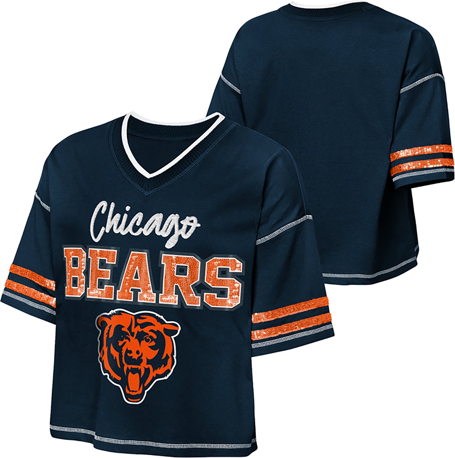 Outerstuff Girls' Chicago Bears Toe Tap V-neck Graphic T-shirt