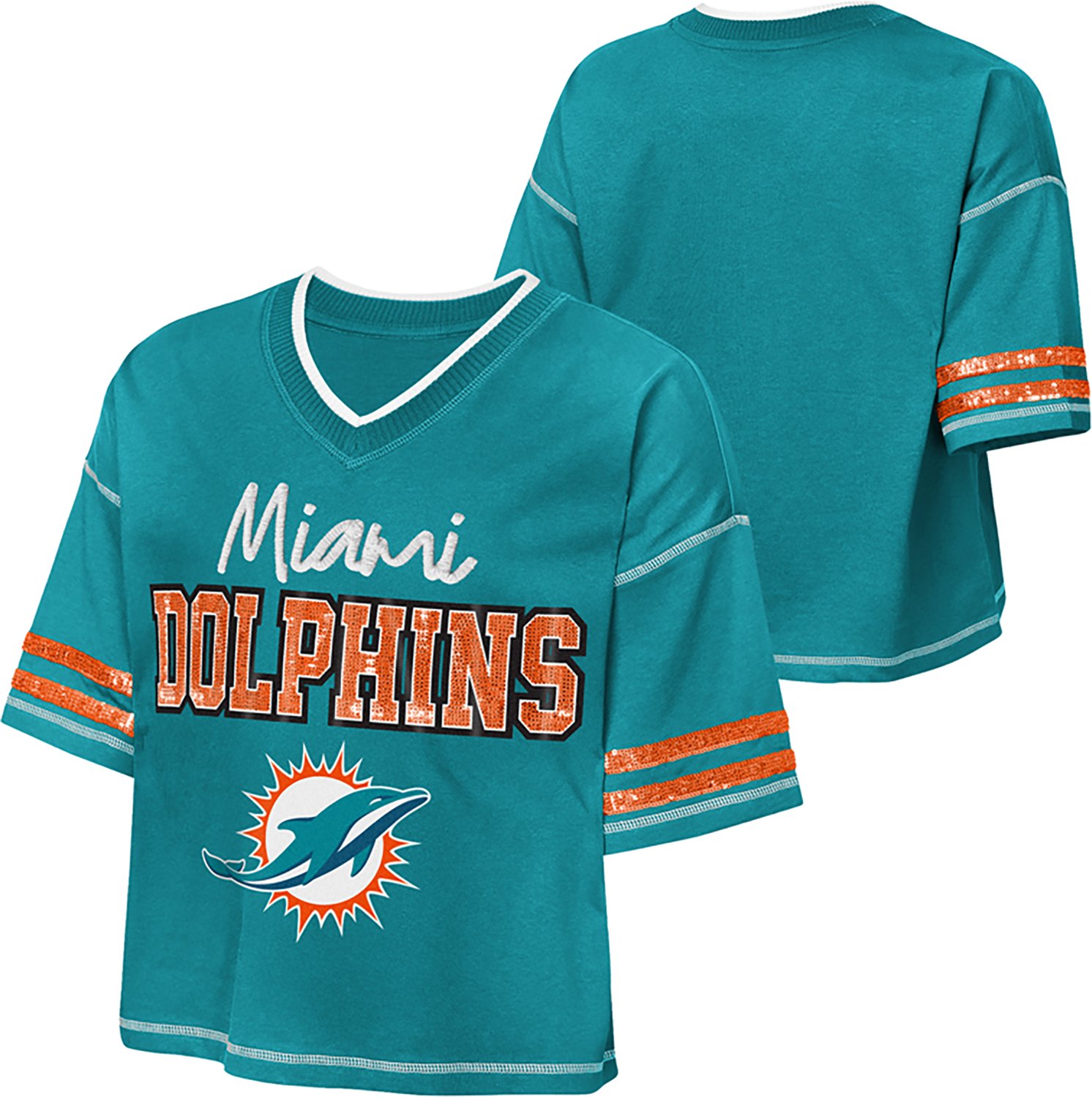 Outerstuff Girls' Miami Dolphins Toe Tap V-neck Graphic T-shirt