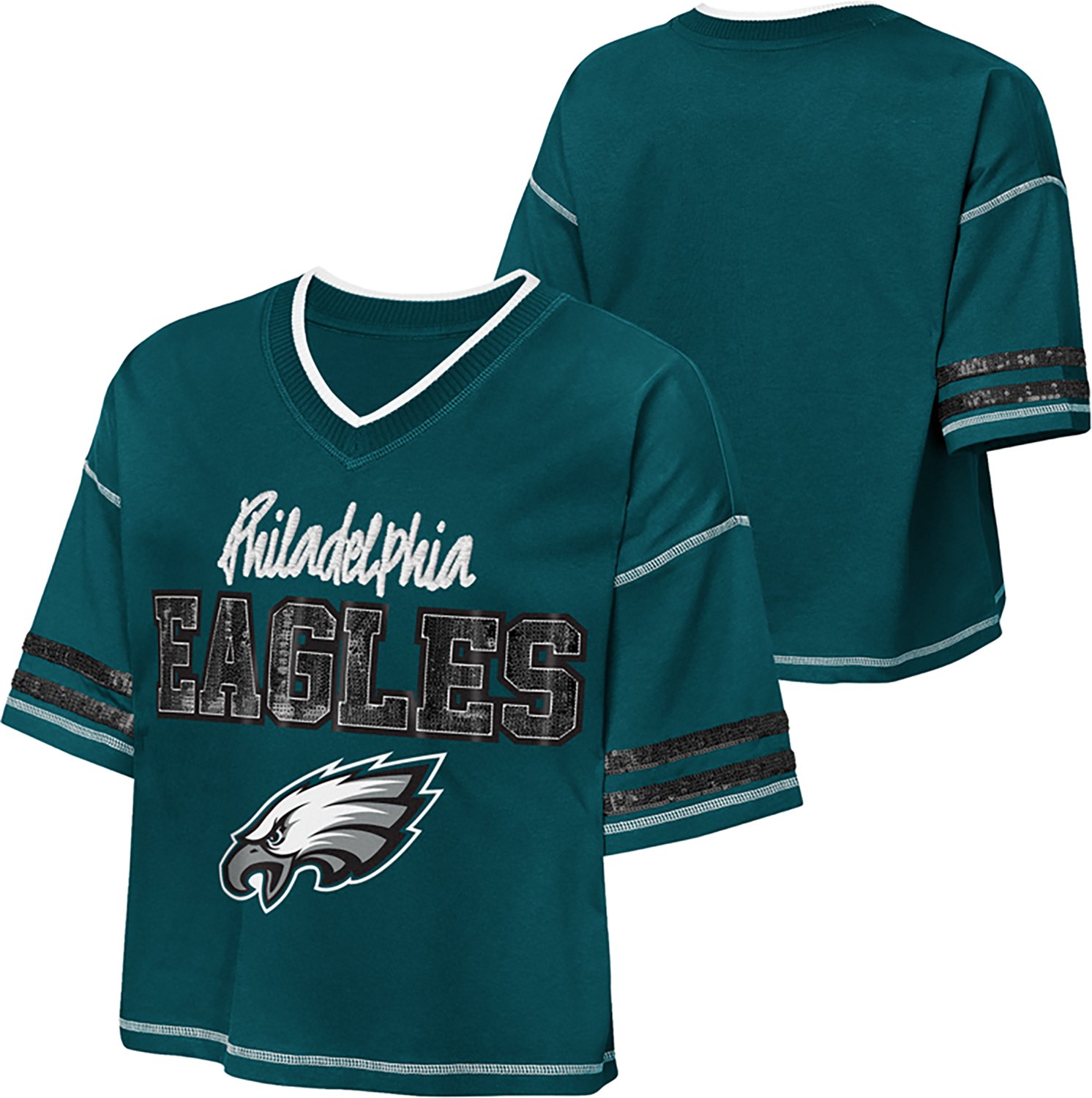 Outerstuff Girls' Philadelphia Eagles Toe Tap V-neck Graphic T-shirt - view number 3