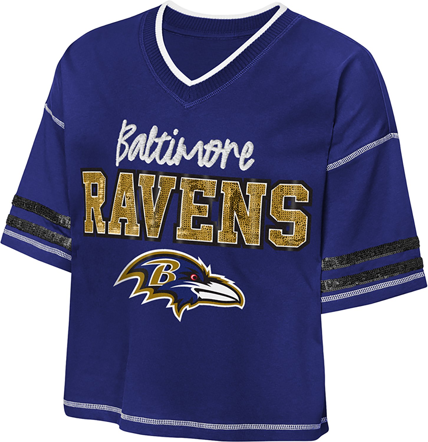 Outerstuff Girls' Baltimore Ravens Toe Tap V-neck Graphic T-shirt