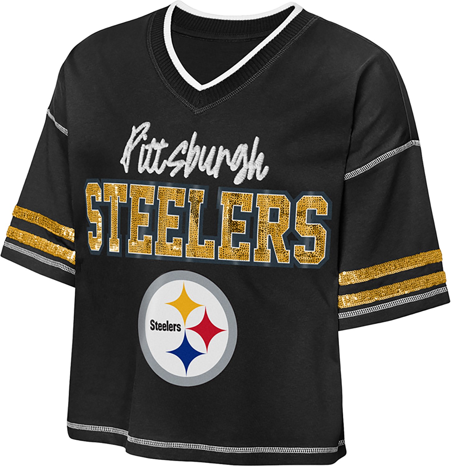 Outerstuff Girls' Pittsburgh Steelers Toe Tap V-neck Graphic T-shirt
