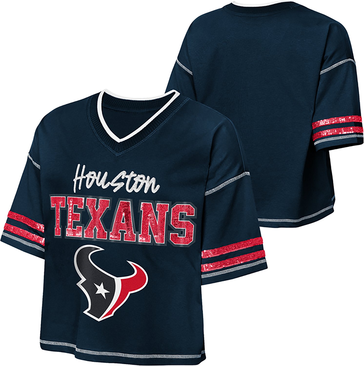 Outerstuff Girls' Houston Texans Toe Tap V-neck Graphic T-shirt