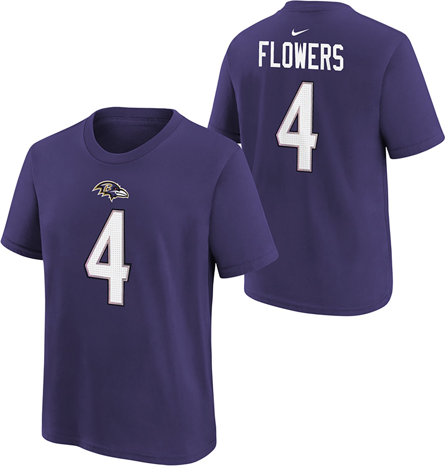 Nike Boys' Baltimore Ravens Zay Flowers #4 Home Graphic T-shirt