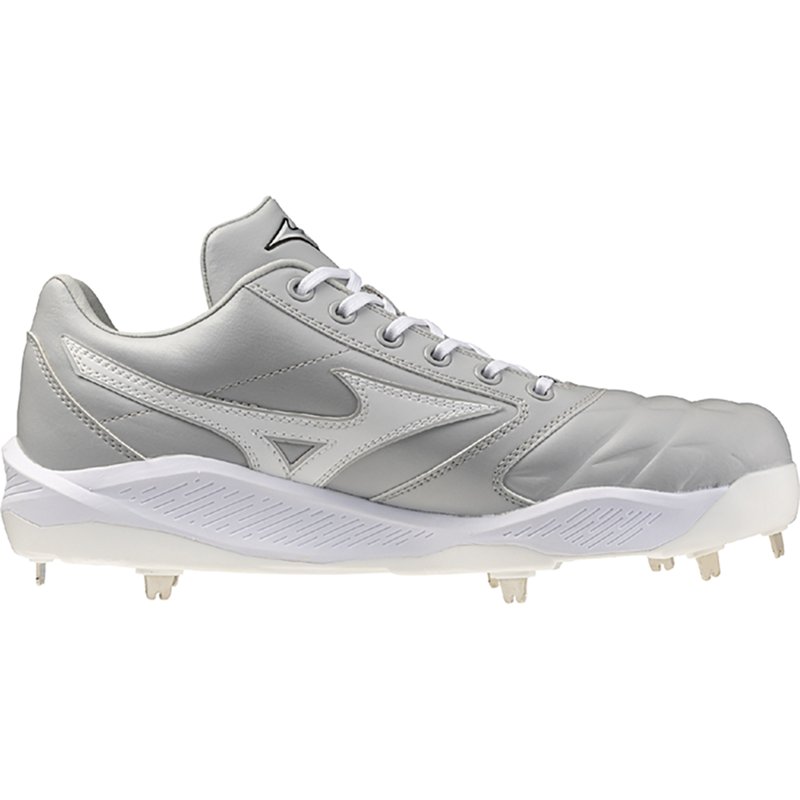 Mizuno Pro Select Metal Baseball Cleats, Size 9.5, Grey/White