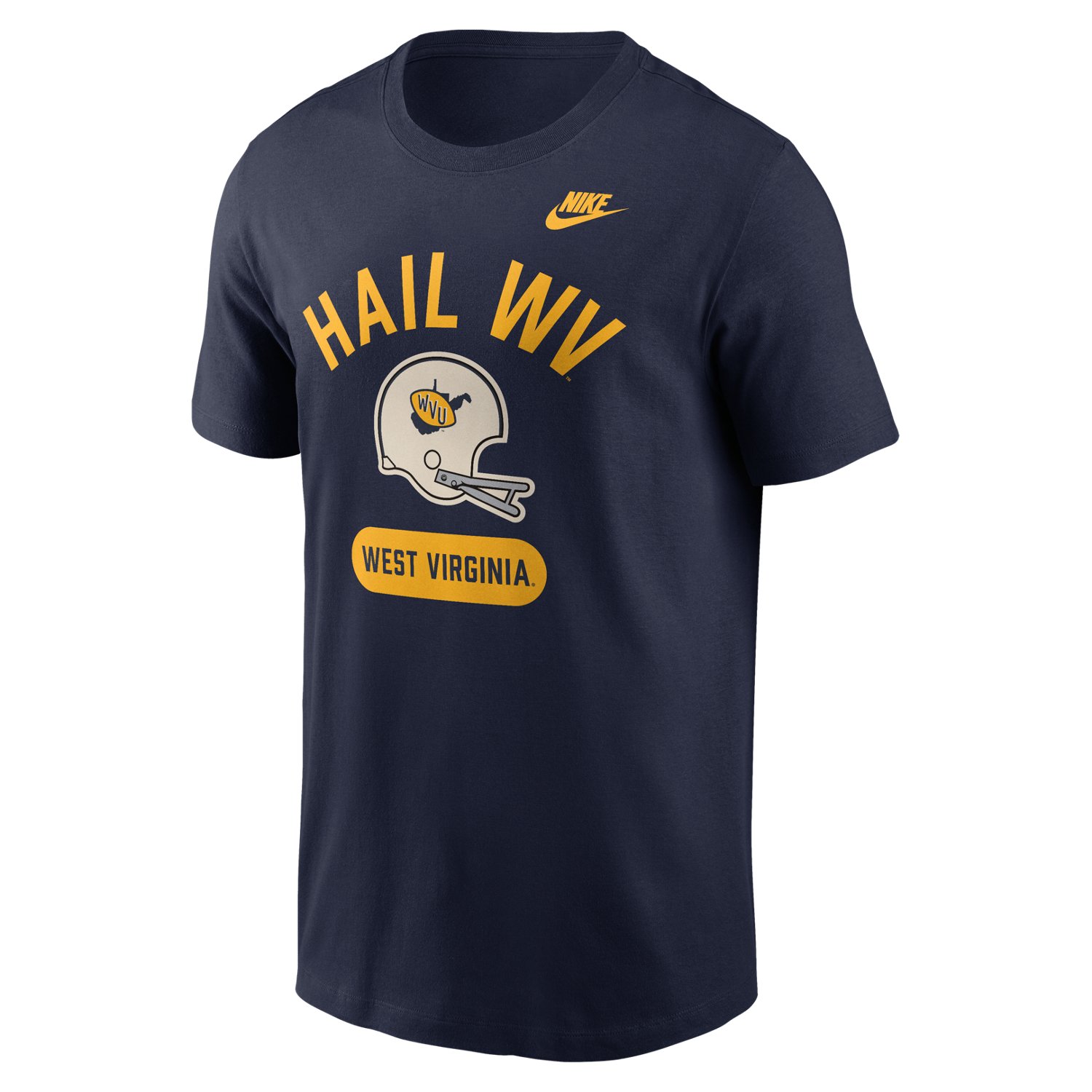 Nike Men's West Virginia University Football Helmet Legacy Graphic T-shirt