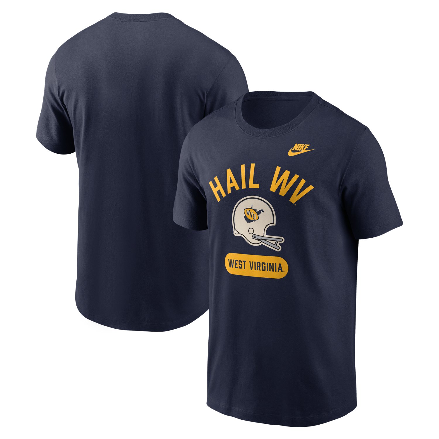 Nike Men's West Virginia University Football Helmet Legacy Graphic T-shirt - view number 3