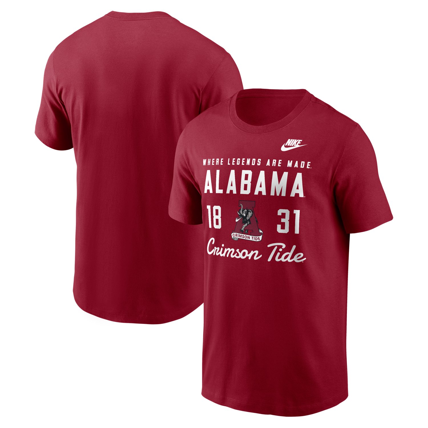 Nike Men's University of Alabama Legacy Stacked Est Graphic T-shirt