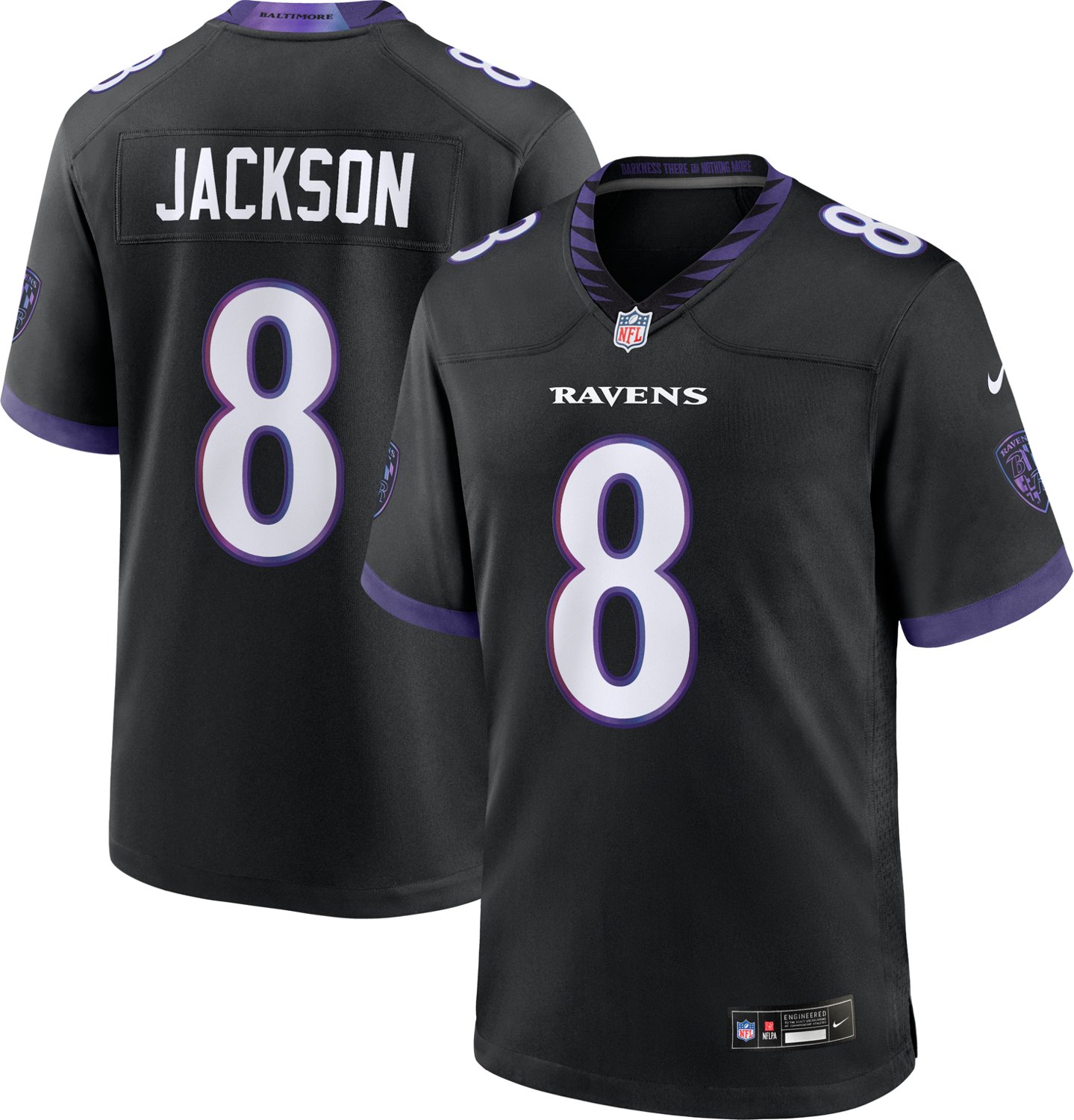 Nike Men's Baltimore Ravens Lamar Jackson #8 Game Jersey - view number 3