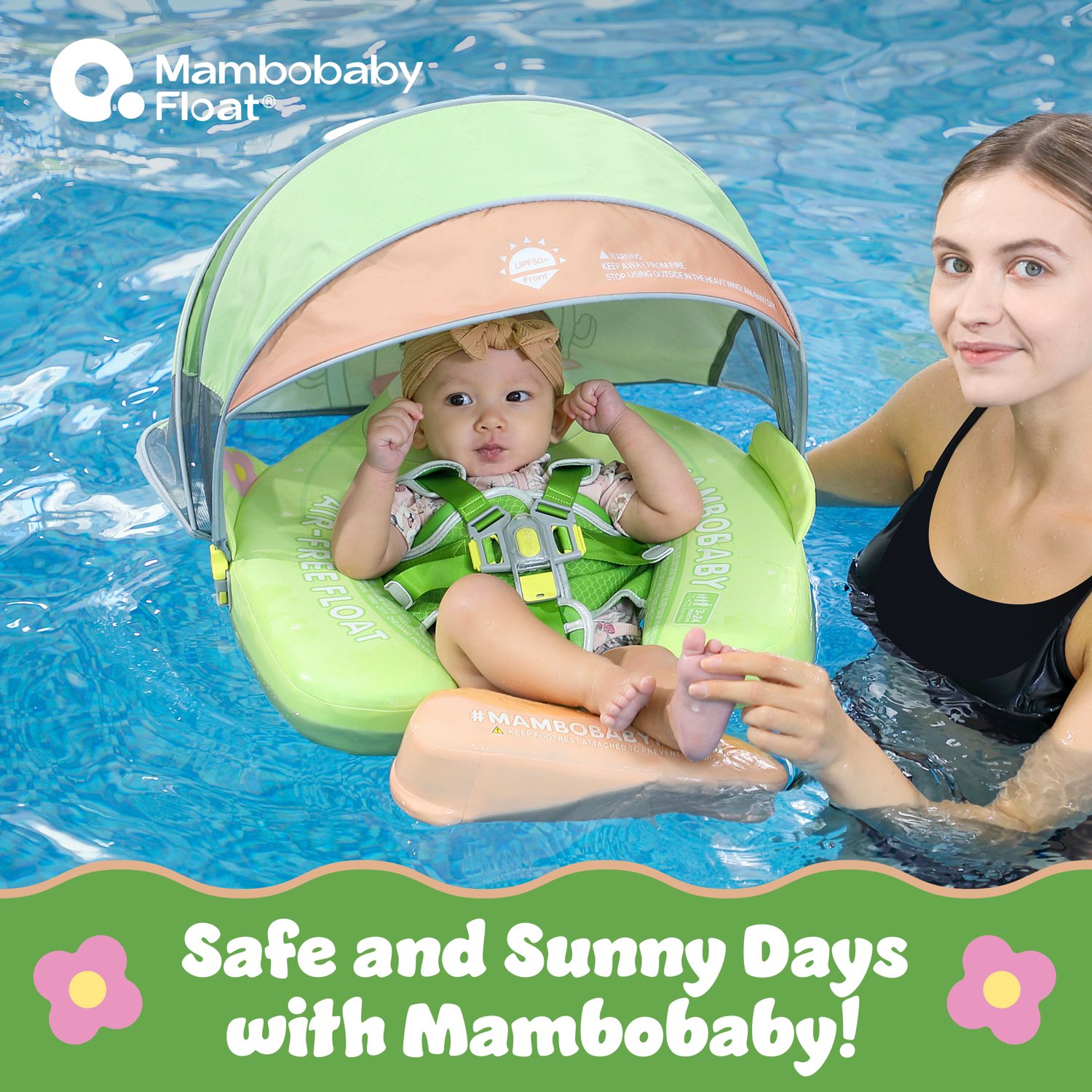 Mambobaby Sunny Navigator Cactus Bloom Baby Pool Float with 3D Canopy