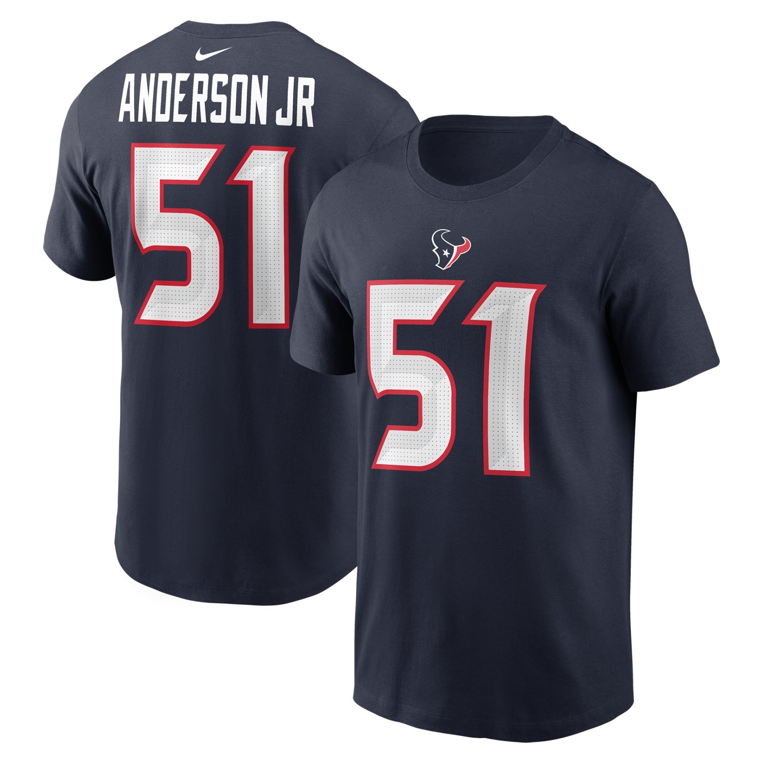 Nike Men's Texans Anderson JR 51 Wordmark Name & Number T-shirt