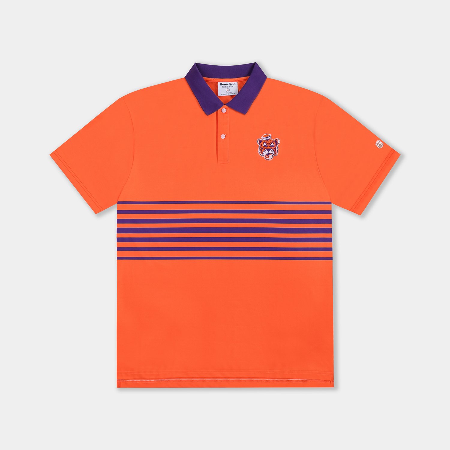 Homefield Men's Clemson University Sailor Mascot Striped Chest Golf Polo Shirt